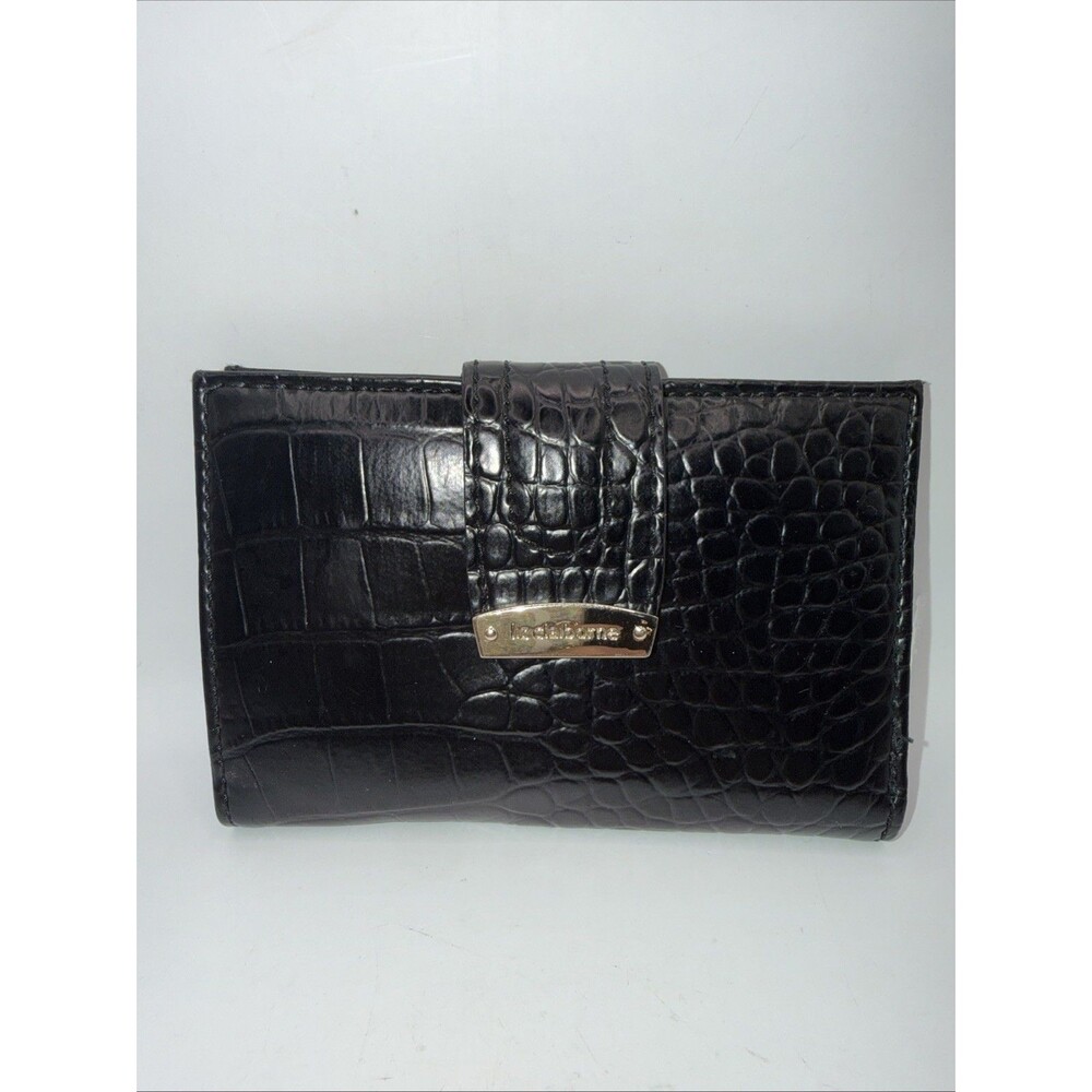 Liz Claiborne wallet features a faux alligator design in black